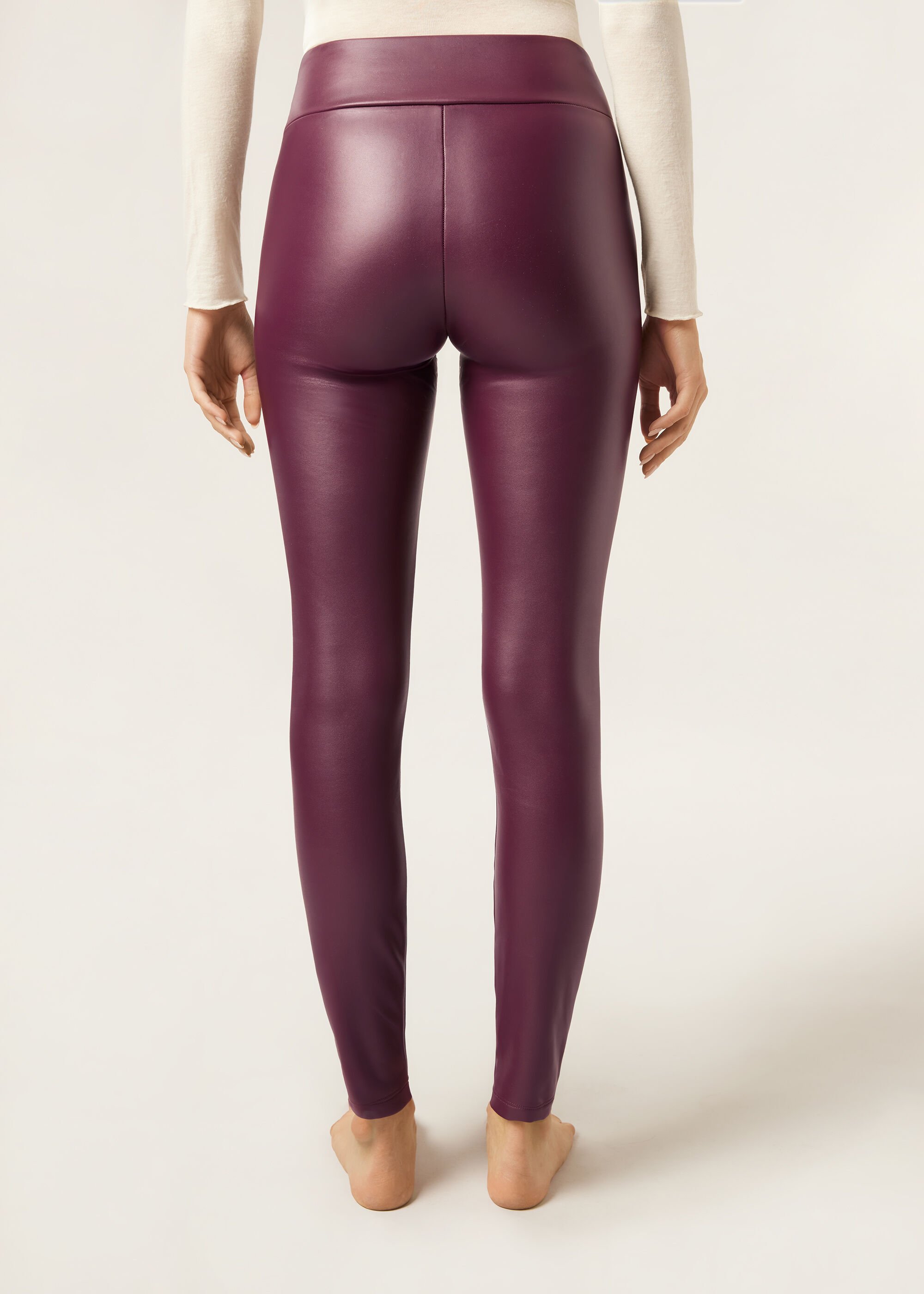 Legginsy ocieplane z imitacji skóry
