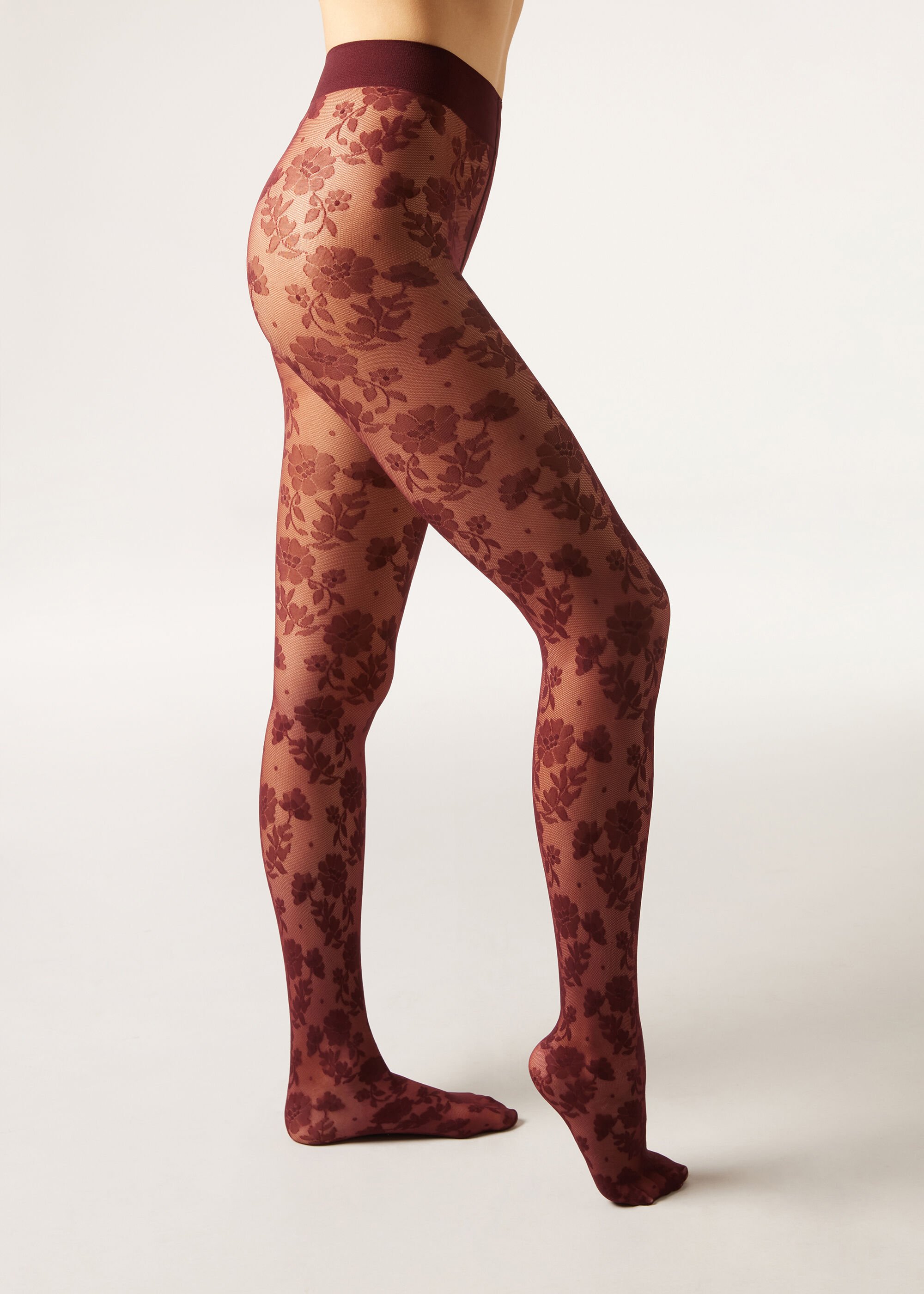 Floral-Patterned Tights