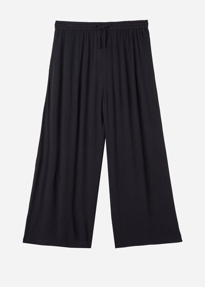 Crinkle Viscose Palazzo Trousers