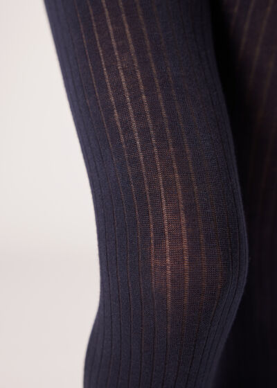 Girls’ Ribbed Cotton Tights