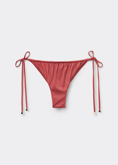 Brasileña Cordones Bikini Shiny Satin