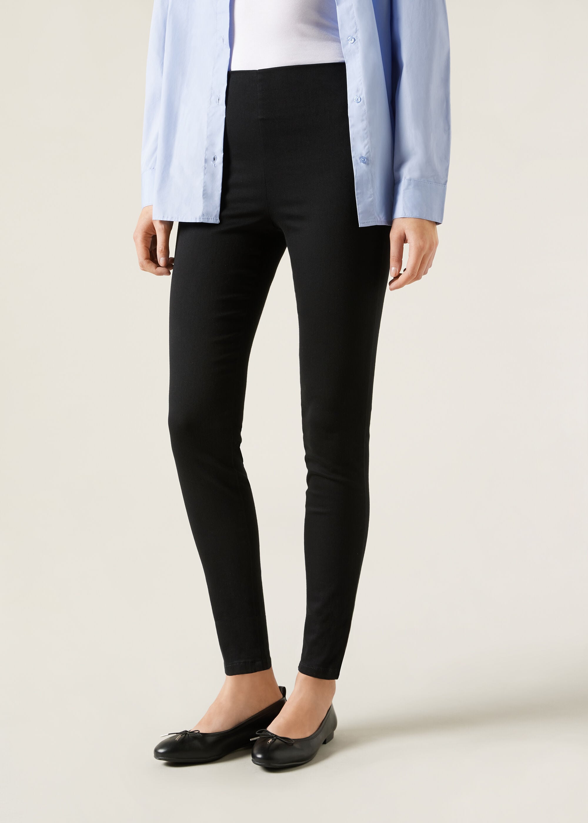 High-Waist Skinny Denim Leggings