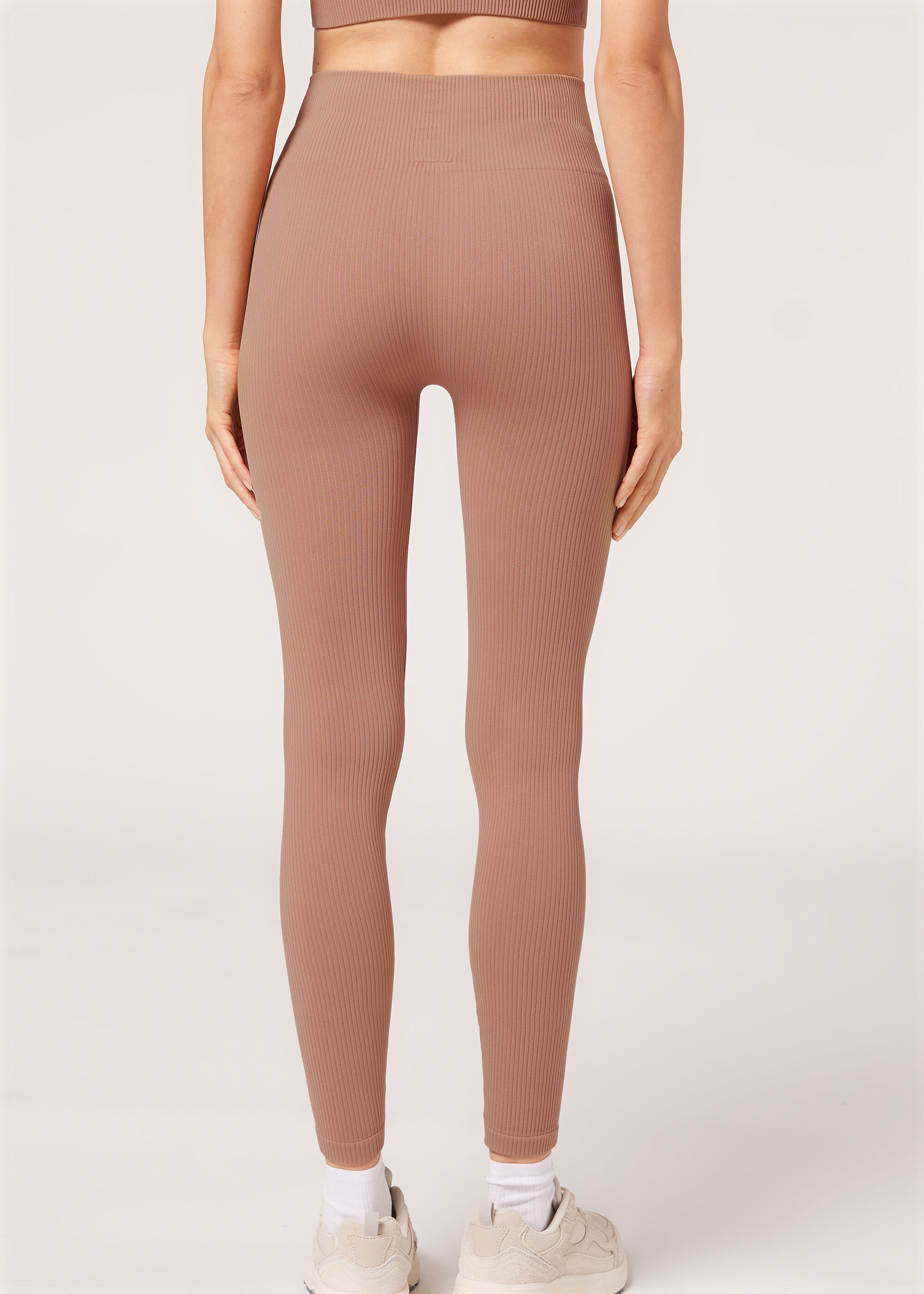 Leggings Sportivi in Seamless a Coste Sottili