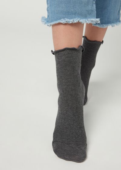 Krátke rebrované bavlnené ponožky