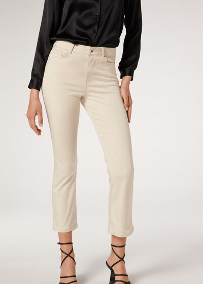 Eco Light Denim Cropped Flared Jeans