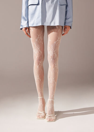 Floral Lace Fishnet Tights