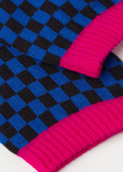 Check-Patterned Short Socks