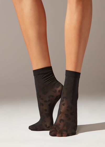 Animal Print Sheer Short Socks