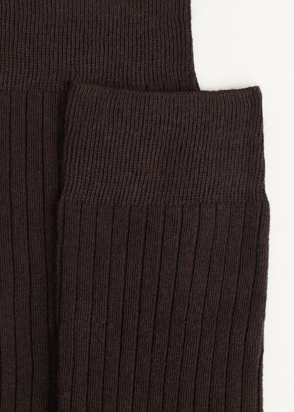 Kurze gerippte Herrensocken mit Cashmere