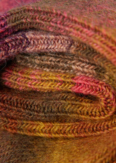 Calze Corte con Lana a Righe Multicolor