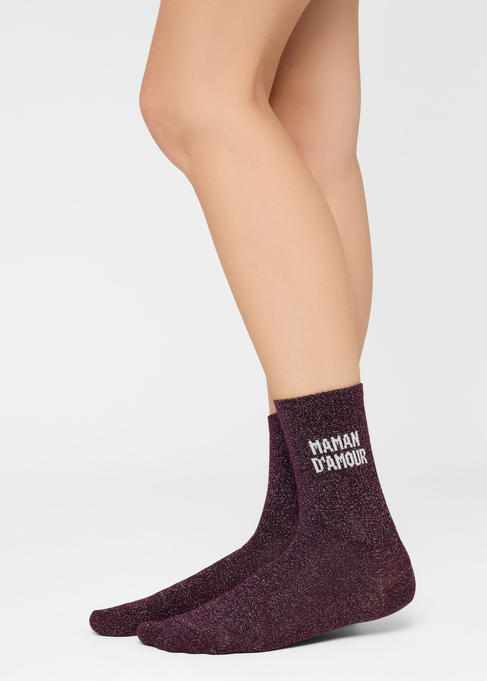 Chaussettes à paillettes avec inscription