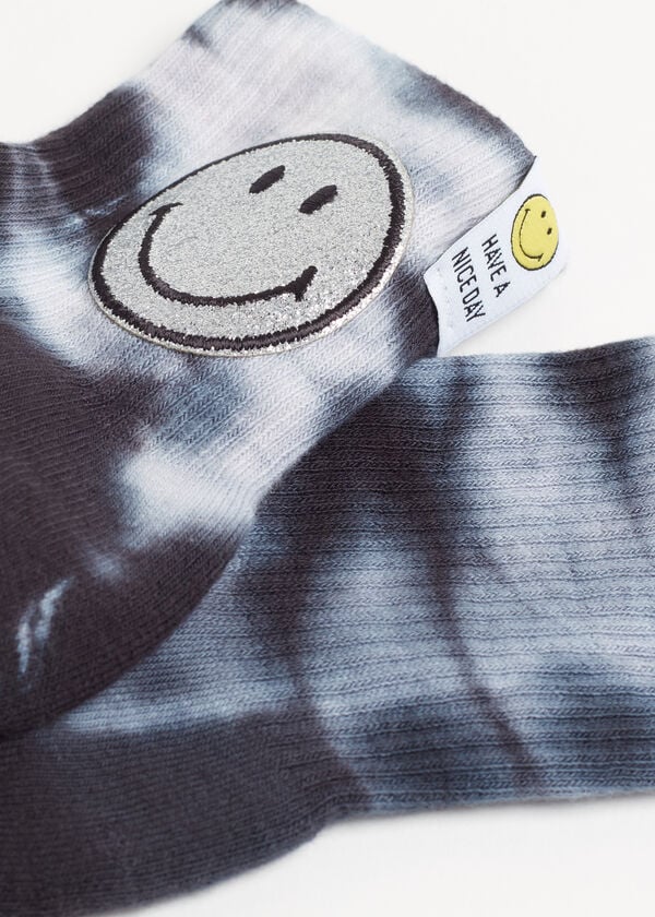Chaussettes courtes de sport tie-dye avec application Smiley®