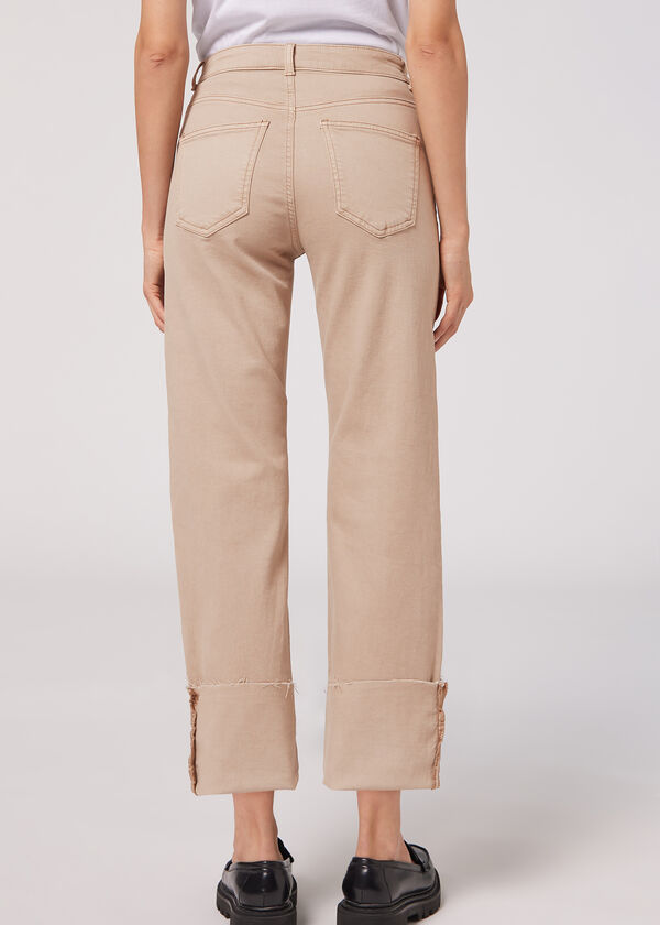 Culotte Jeans with Removable Turn-Ups