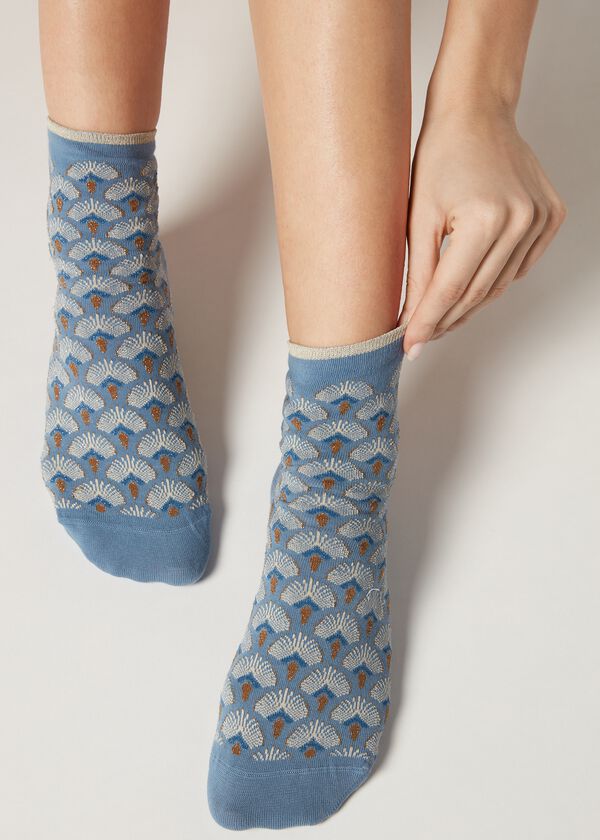 Patterned Glitter Ankle Socks