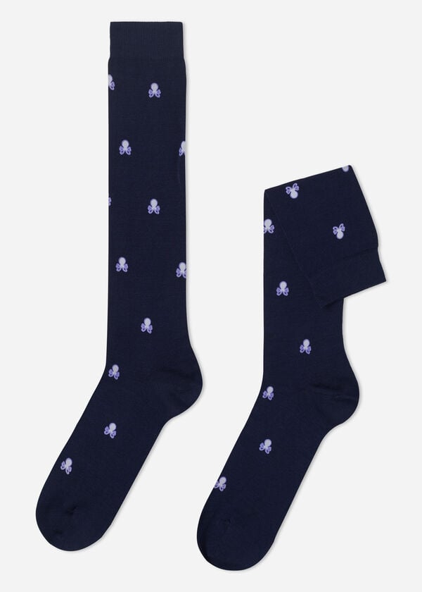 Men’s Nautical Patterned Lisle Thread Long Socks