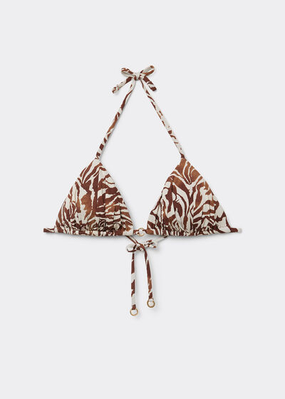 Top de Biquíni Triângulo Brown Zebra