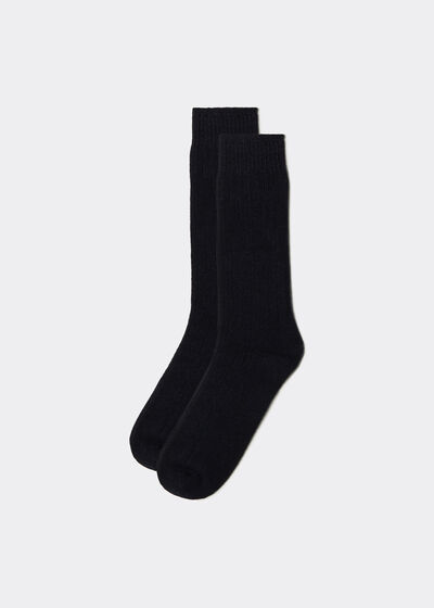 Men’s Short Ribbed Socks with Wool and Cashmere