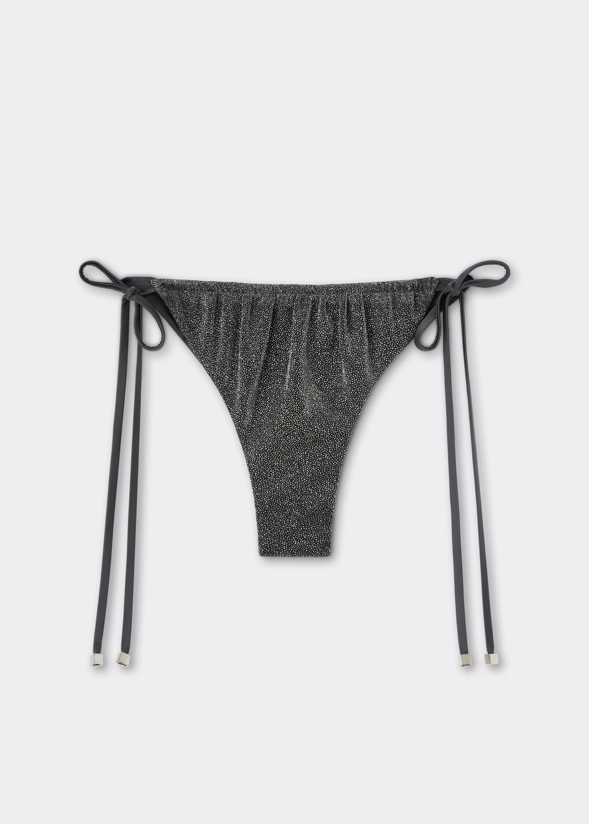 Brazilian-Bikinihose mit schmalen Bändchen Silver Glitter