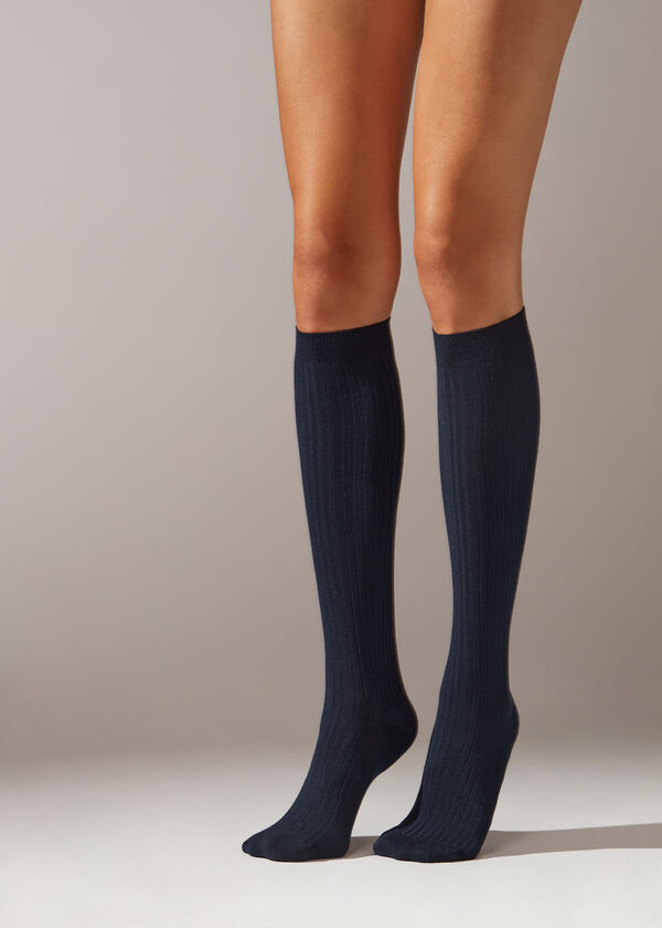 Ribbed Cashmere Long Socks