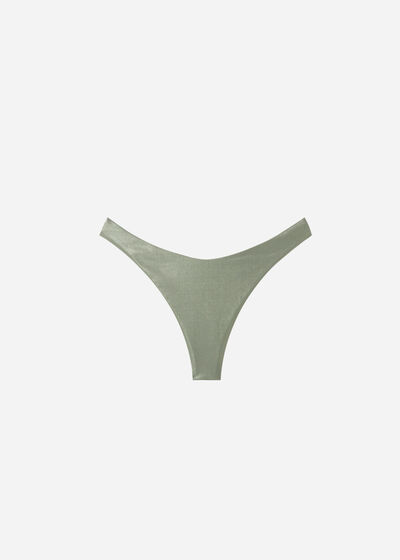 Coated-Effect High-Cut Brazilian Swimsuit Bottom Antigua