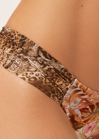 Ruched Brazilian Bikini Bottoms Wild Tropics
