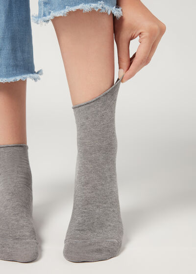 Cuffless Short Socks in Cotton