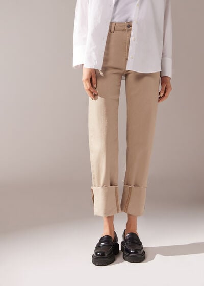 Culotte Jeans with Removable Turn-Ups