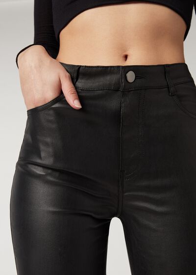 Leather Effect Skinny Κολάν