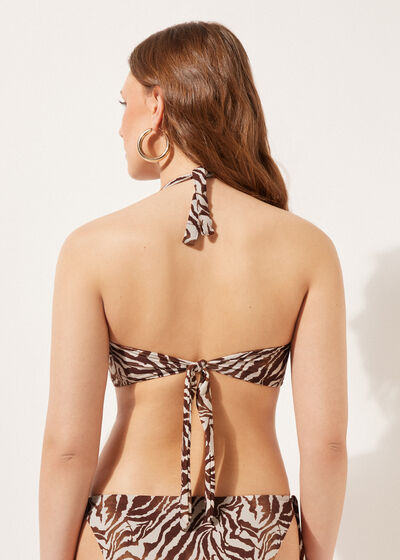 Top de Biquíni Triângulo Almofadado Brown Zebra