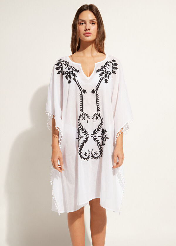 Caftan tip Kimono cu Broderie și Galon