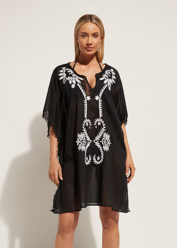 Caftan tip Kimono cu Broderie și Galon