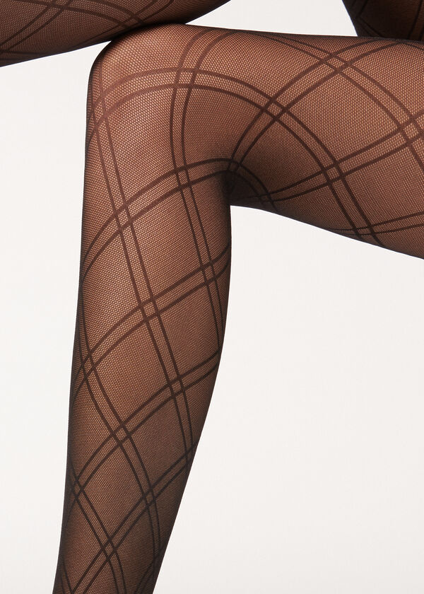 Double Diamond-Patterned Fishnet Tights