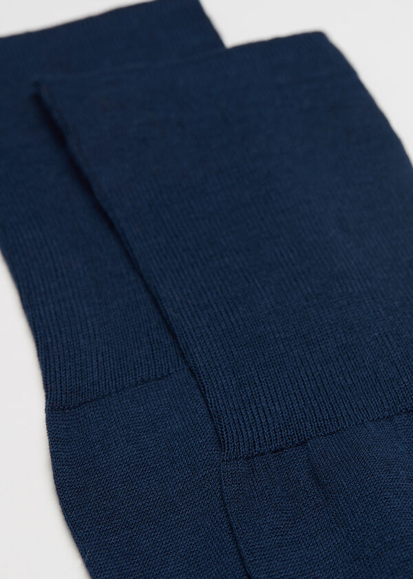 Calcetines Hilo de Escocia Príncipe de Gales Marina - Calcetines de hombre  fabricados en Francia - Bleuforêt