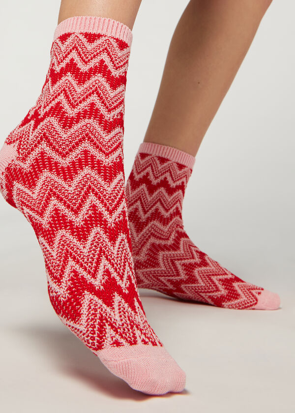 Colorful Chevron Motif Short Socks