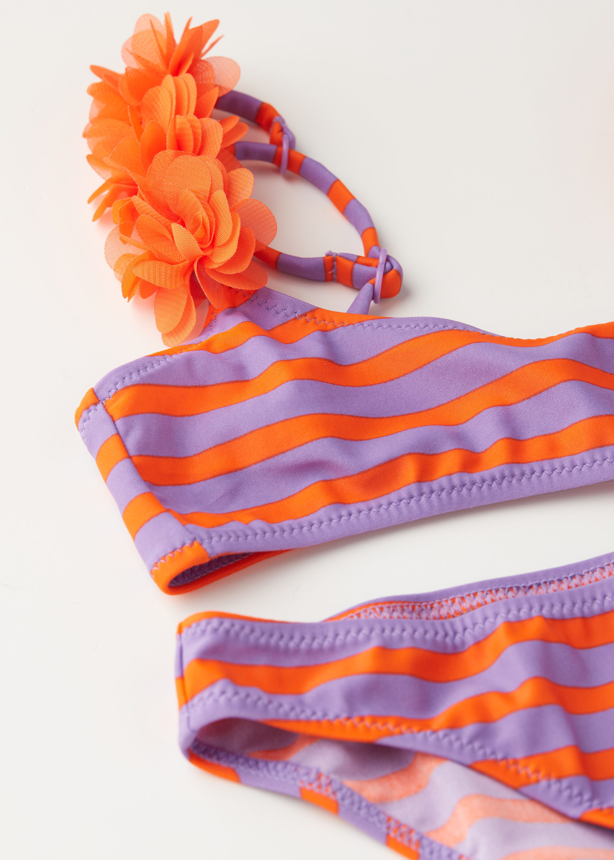 Costumi Due Pezzi Bambina Stripes and Flowers
