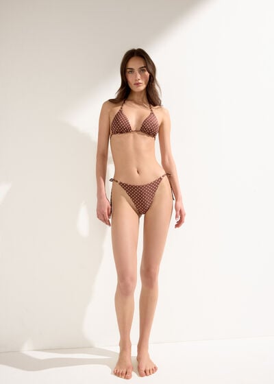 Troj&uacute;heln&iacute;kov&aacute; podprsenka k plavk&aacute;m Polka Dot Brown