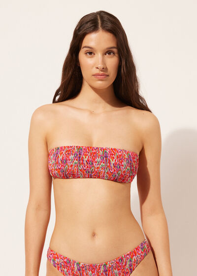 Lightly Padded Bandeau Swimsuit Top Vibrant Paisley
