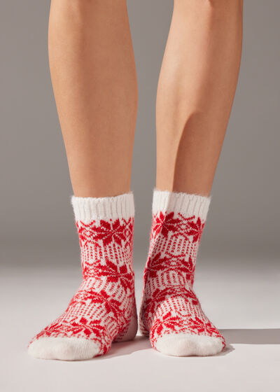 Ribbed Christmas Slipper Socks with Glitter