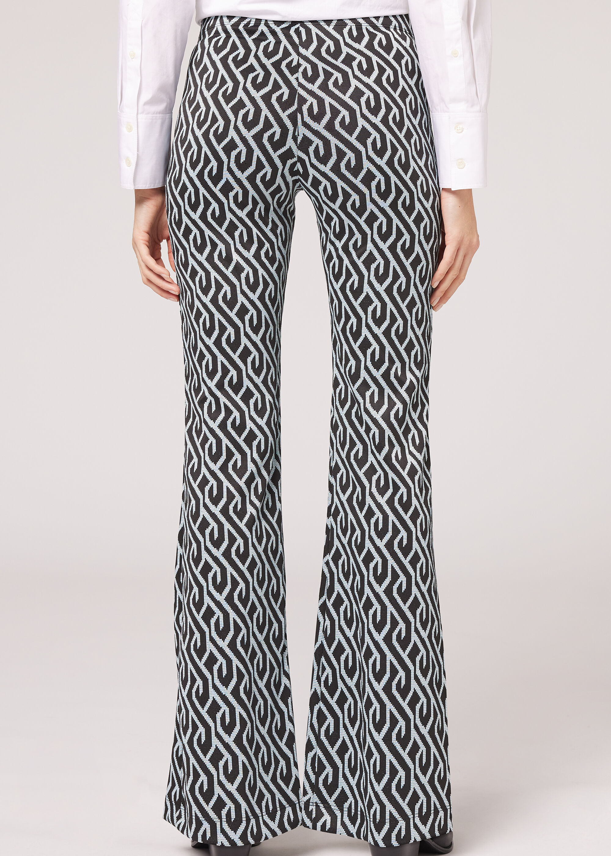 Flare leggings med geometriskt mönster