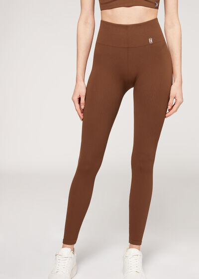 Leggings Deportivos Seamless con Canalé Fino