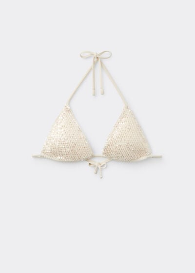 Triangle Swimsuit Top Sequin Net