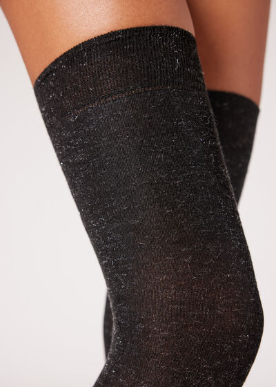 Over-knee strumpor i kashmir och glitter