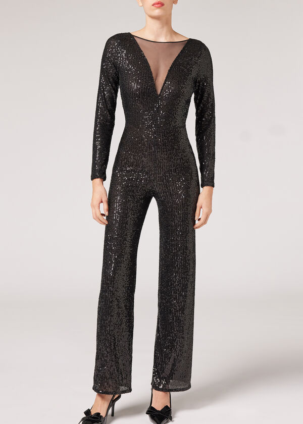 Sequin Flared Jumpsuit