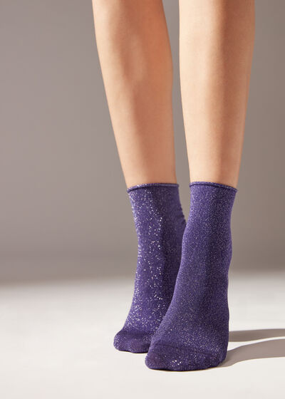 Soft Cuff Short Socks with Glitter