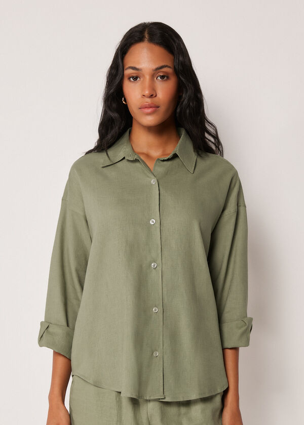 Short Linen and Viscose Shirt