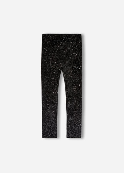 Girls’ Velvet Leggings with Glitter