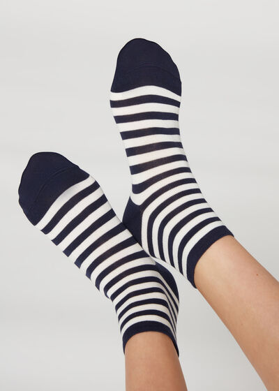 Dámske krátke ponožky s pásikovaným vzorom