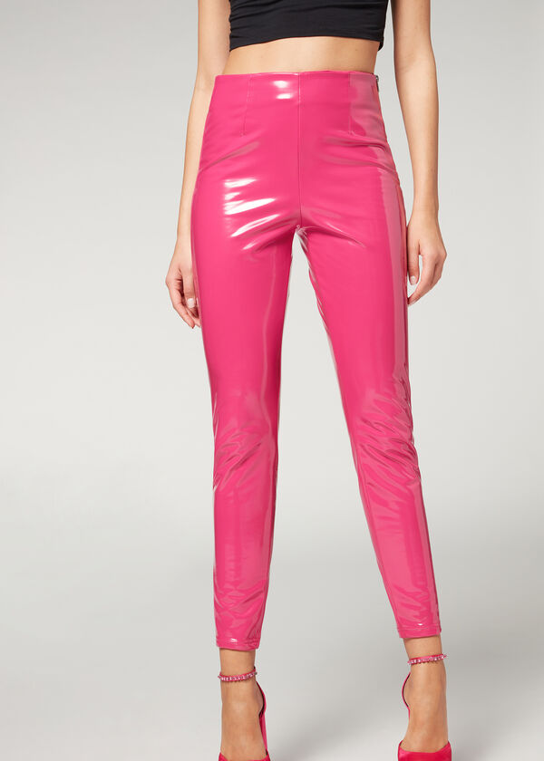 Leggings Skinny Efeito Vinil em Tecido Térmico