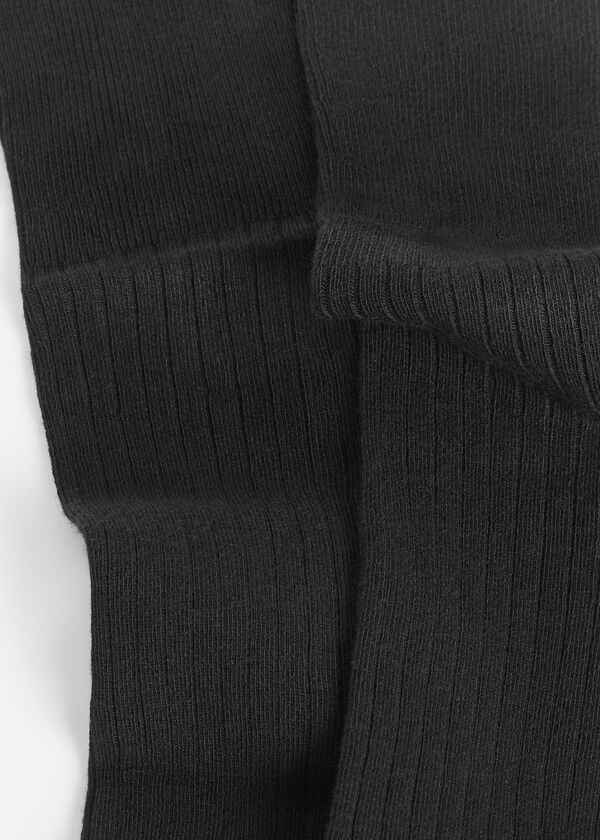 Calze Lunghe con Cashmere a Coste da Uomo