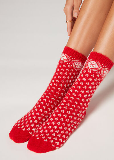 Krátke mäkké ponožky s vianočným vzorom